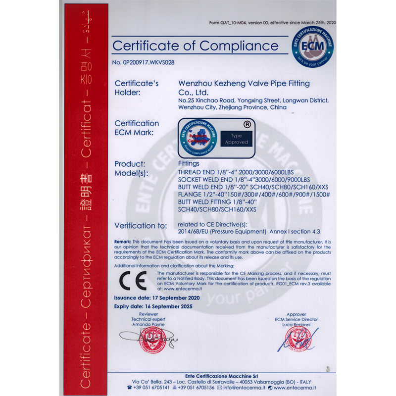 PED Certification-Kezheng